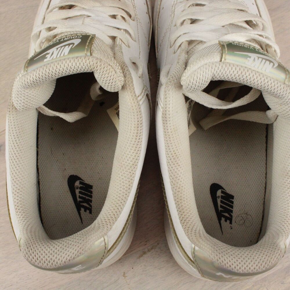 Nike Court Vision Low Sneakers Womens 10 White Leather Casual - Picture 10 of 11